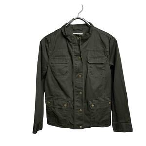 Talbots Utility Jacket Women’s Size 14 Green Long Sleeve Front Pockets Casual